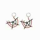 Crimson Web black spinel and garnet beaded drop earrings with stainless steel hoop fittings on a white background.
