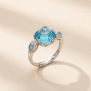 Yue TerraBrio Abyssal Eye adjustable ring with a 6.6ct London blue topaz, cubic zirconia accents, and 925 sterling silver band.