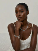 Blue Lapis and crushed ice quartz bracelet by Yuè TerraBrio featuring vibrant blue stones and intricate beadwork.