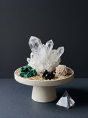 Clear quartz gemstone display for Yue TerraBrio, representing clarity, focus, and symbolic meaning.