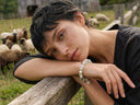 Yue TerraBrio natural gemstone bracelet worn in a relaxed lifestyle setting, designed for meaningful everyday wear.