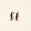 Yue TerraBrio Garnet Embrace hoop earrings with 2.5mm garnet stones, zircon accents, and S925 sterling silver.