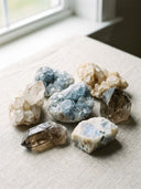 Yue TerraBrio natural gemstone display for exploring stone meanings, symbolic energy, and personal intention.