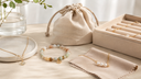 Natural gemstone and pearl jewelry with a soft pouch, jewelry box, and care cloth for Yue TerraBrio jewelry care.